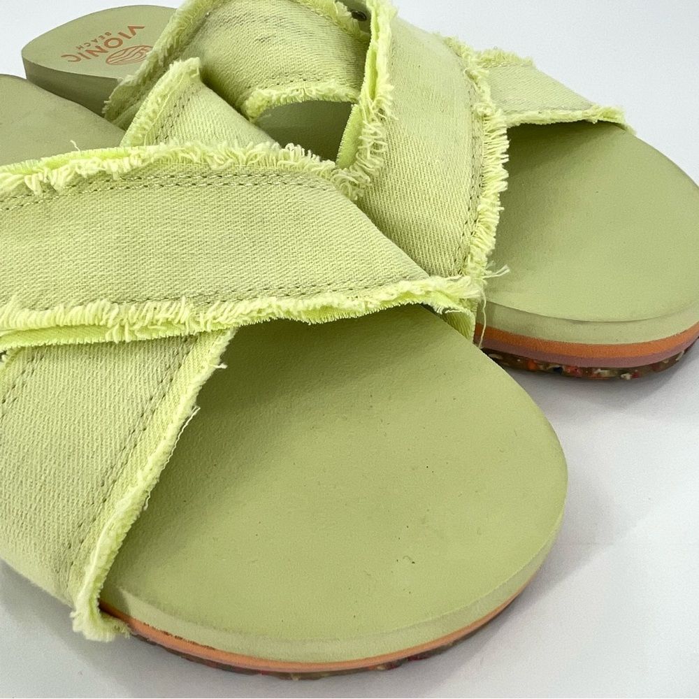 Vionic Beach Panama Crisscross Strap Slip On Sandals Pale Lime 7 - Picture 6 of 12
